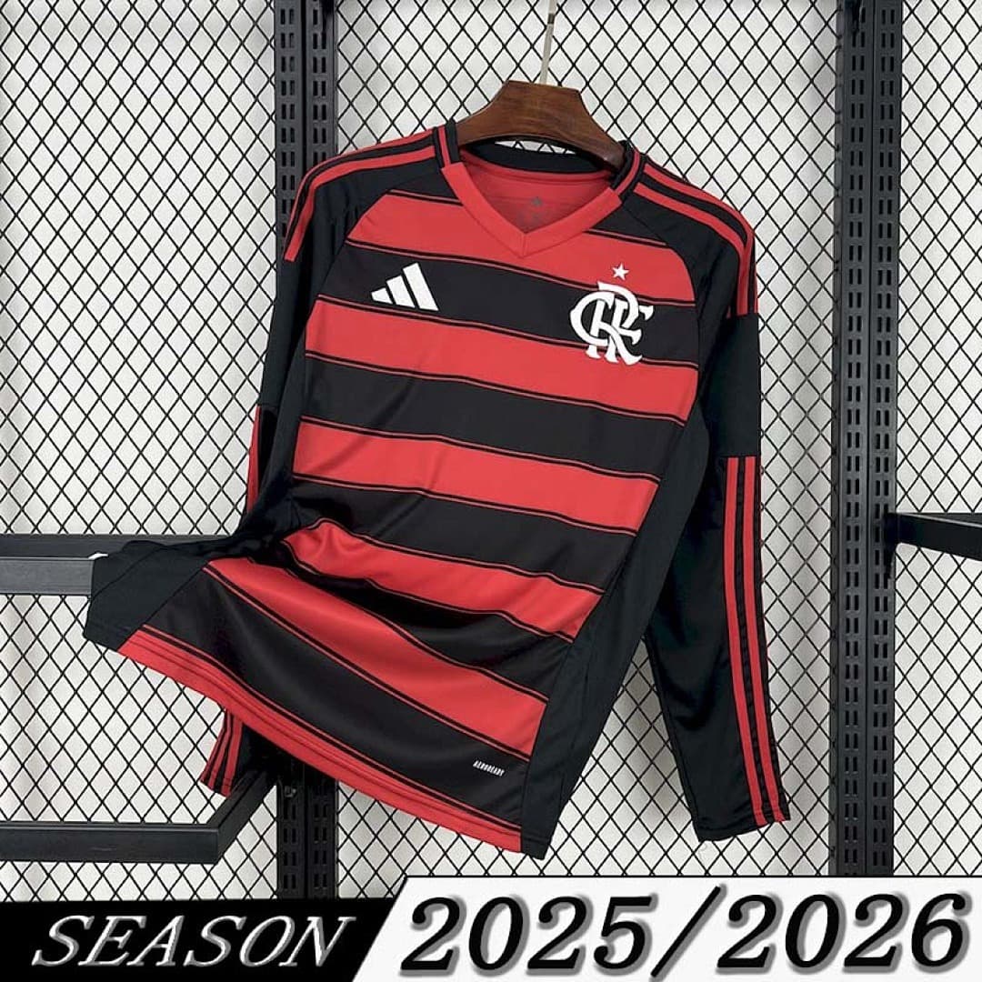 Camisa Flamengo Home 2025/26 Manga Longa